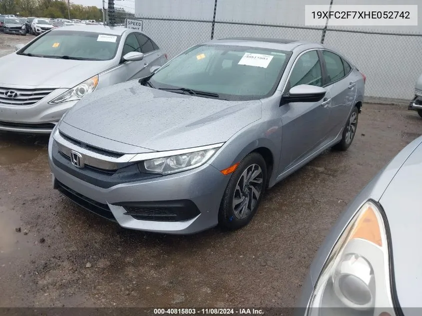 2017 Honda Civic Ex VIN: 19XFC2F7XHE052742 Lot: 40815803