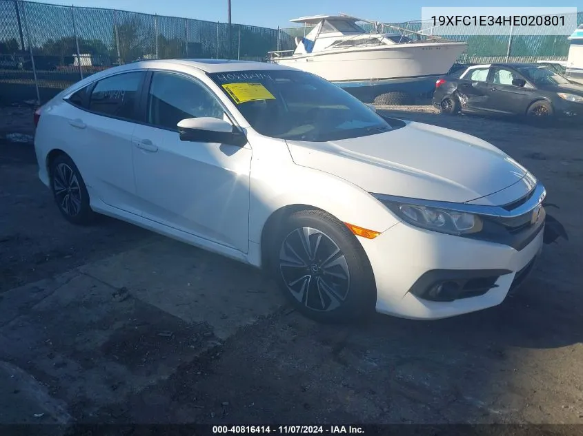 2017 Honda Civic Ex-T VIN: 19XFC1E34HE020801 Lot: 40816414