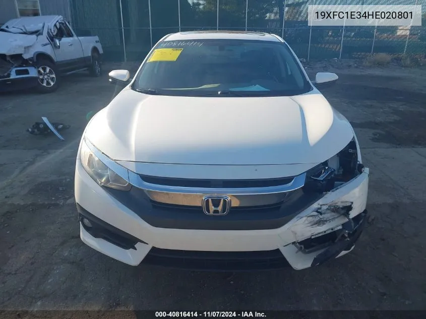 2017 Honda Civic Ex-T VIN: 19XFC1E34HE020801 Lot: 40816414