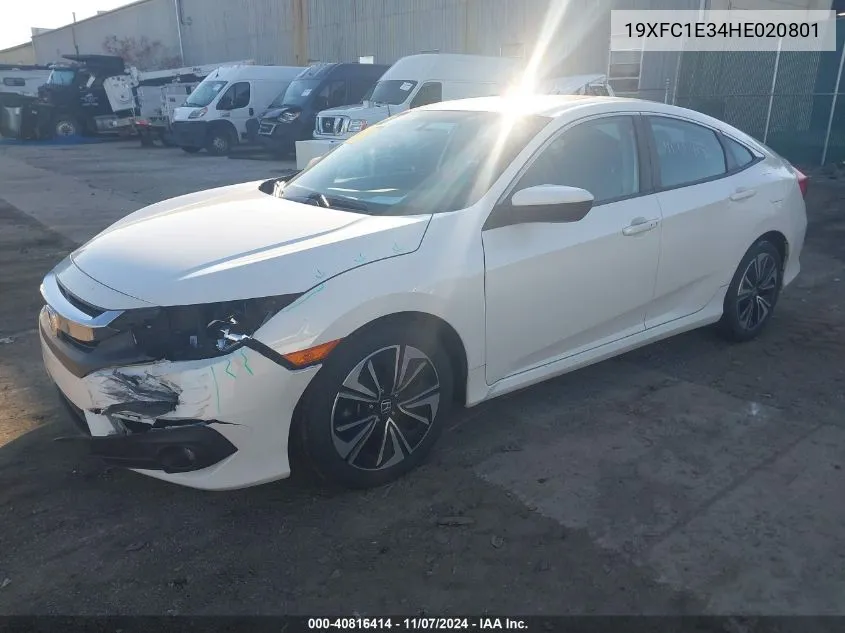 2017 Honda Civic Ex-T VIN: 19XFC1E34HE020801 Lot: 40816414