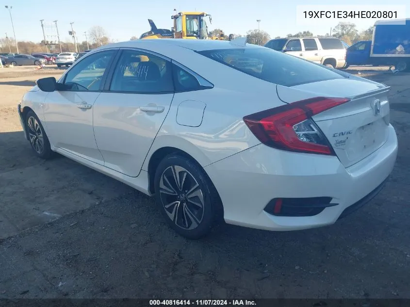 2017 Honda Civic Ex-T VIN: 19XFC1E34HE020801 Lot: 40816414