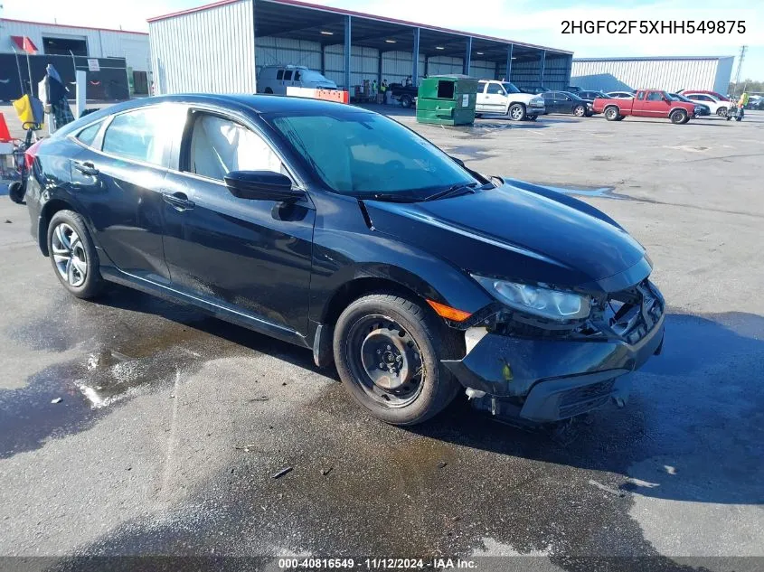 2017 Honda Civic Lx VIN: 2HGFC2F5XHH549875 Lot: 40816549