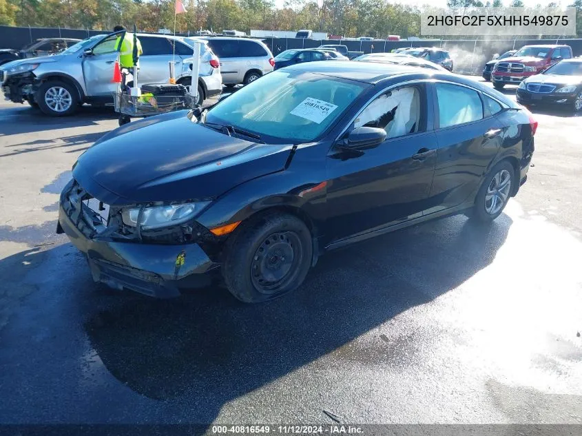 2017 Honda Civic Lx VIN: 2HGFC2F5XHH549875 Lot: 40816549