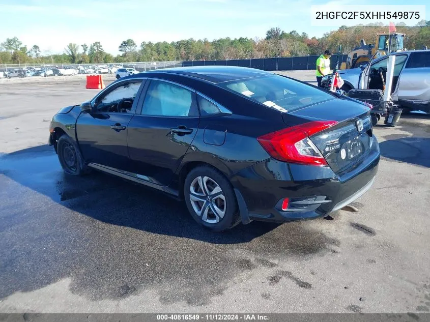 2017 Honda Civic Lx VIN: 2HGFC2F5XHH549875 Lot: 40816549