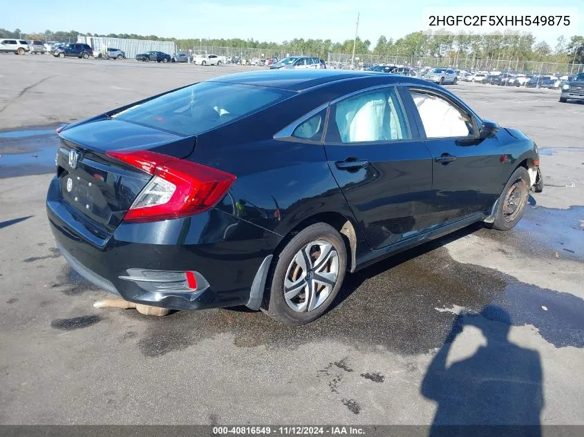 2017 Honda Civic Lx VIN: 2HGFC2F5XHH549875 Lot: 40816549