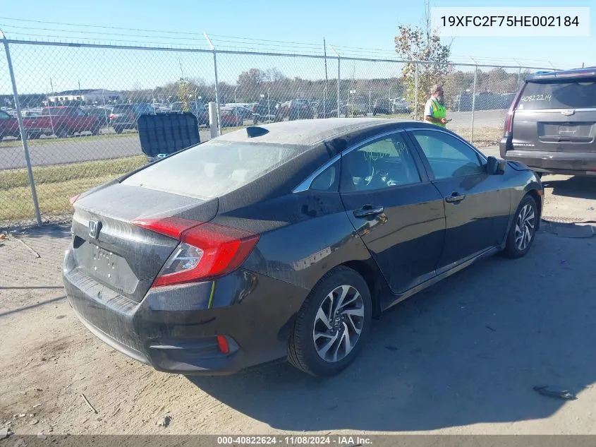 2017 Honda Civic Ex VIN: 19XFC2F75HE002184 Lot: 40822624