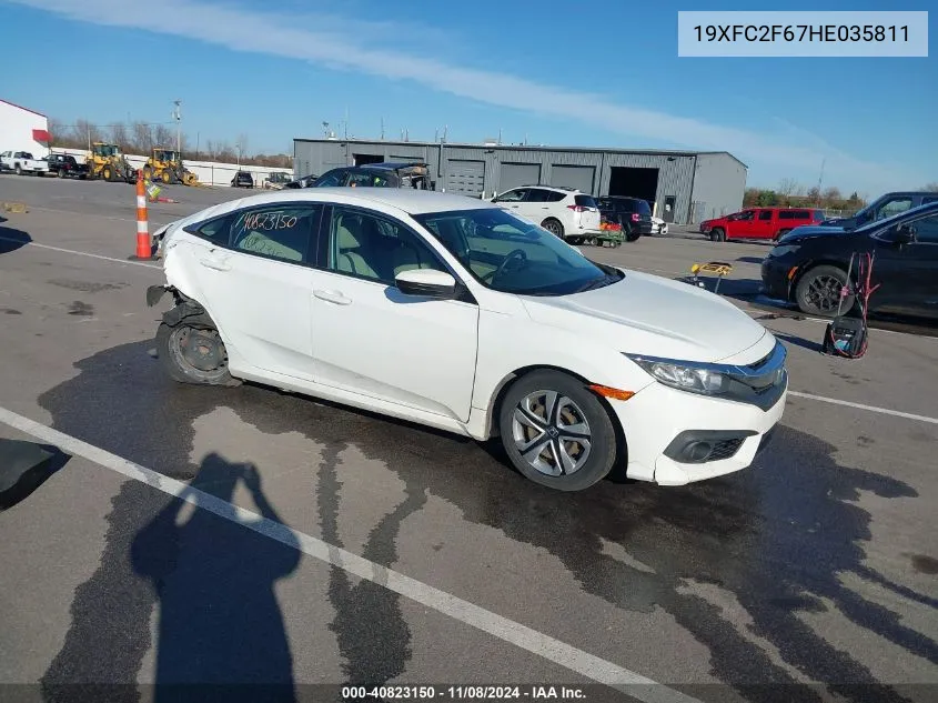 2017 Honda Civic Lx VIN: 19XFC2F67HE035811 Lot: 40823150