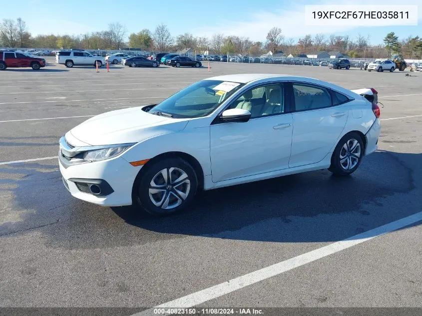 2017 Honda Civic Lx VIN: 19XFC2F67HE035811 Lot: 40823150