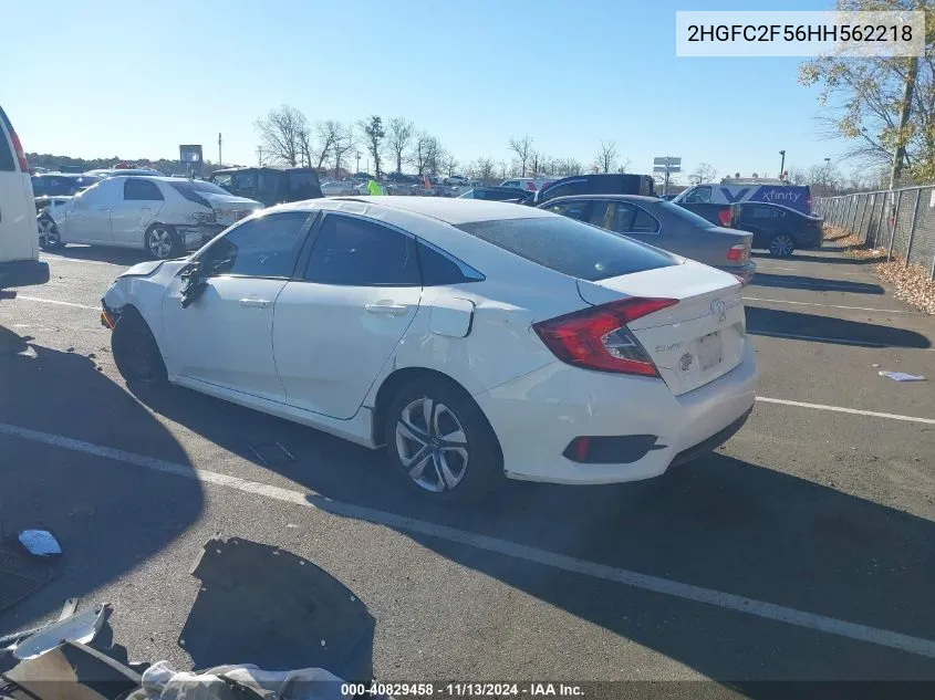 2017 Honda Civic Lx VIN: 2HGFC2F56HH562218 Lot: 40829458