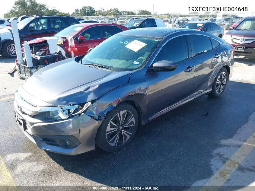 2017 Honda Civic Ex-T VIN: 19XFC1F3XHE004648 Lot: 40832429