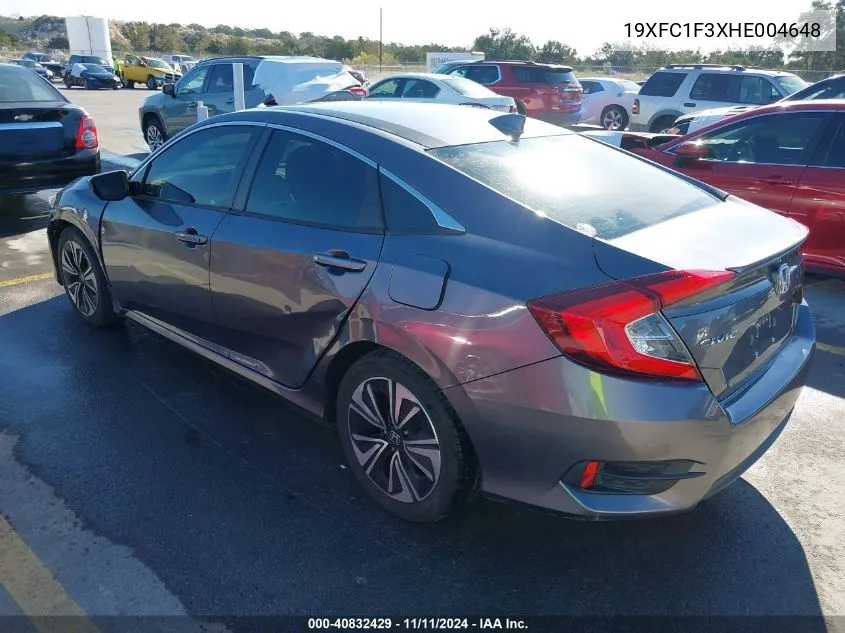 2017 Honda Civic Ex-T VIN: 19XFC1F3XHE004648 Lot: 40832429