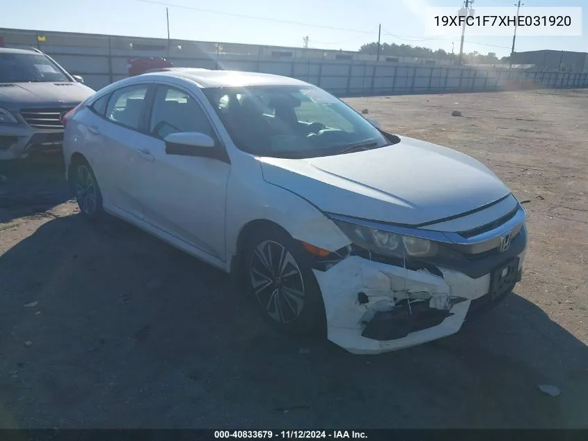 2017 Honda Civic Ex-L VIN: 19XFC1F7XHE031920 Lot: 40833679