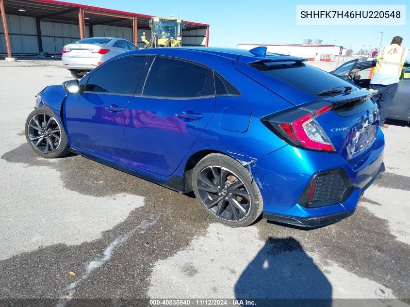 2017 Honda Civic Sport VIN: SHHFK7H46HU220548 Lot: 40835840