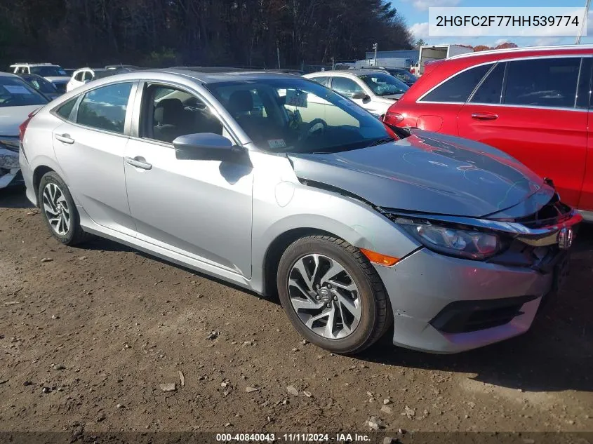 2017 Honda Civic Ex VIN: 2HGFC2F77HH539774 Lot: 40840043