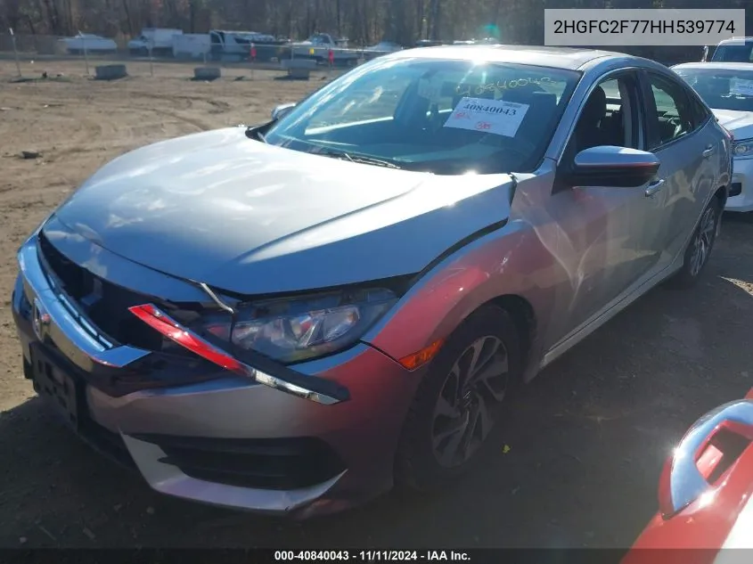 2017 Honda Civic Ex VIN: 2HGFC2F77HH539774 Lot: 40840043