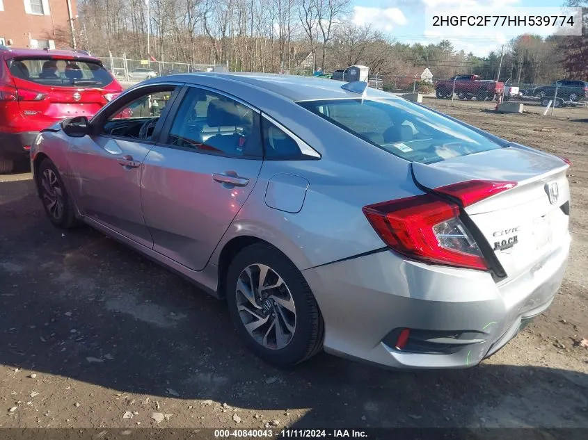 2017 Honda Civic Ex VIN: 2HGFC2F77HH539774 Lot: 40840043