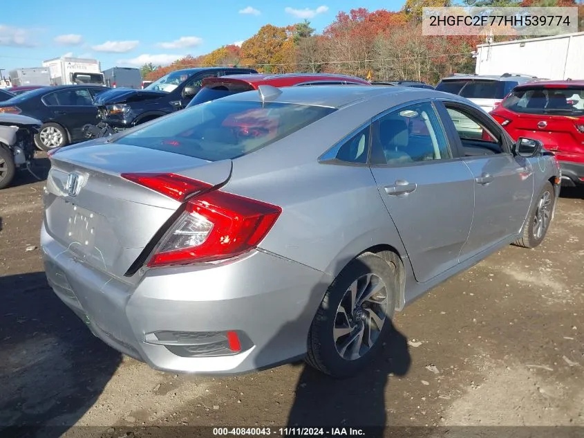 2017 Honda Civic Ex VIN: 2HGFC2F77HH539774 Lot: 40840043