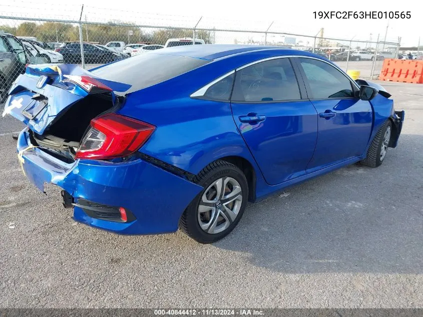 2017 Honda Civic Lx VIN: 19XFC2F63HE010565 Lot: 40844412