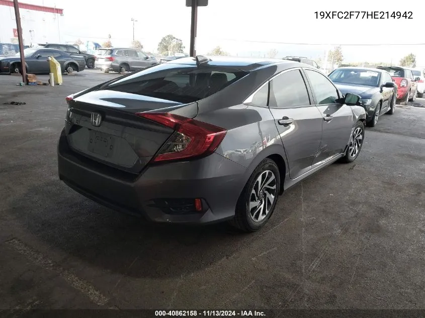 2017 Honda Civic Ex VIN: 19XFC2F77HE214942 Lot: 40862158