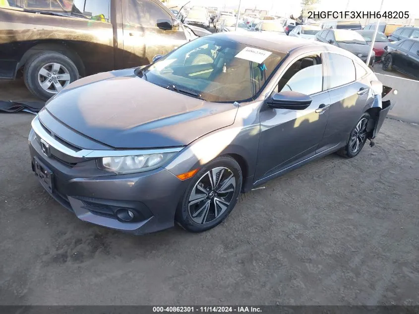 2017 Honda Civic Ex-T VIN: 2HGFC1F3XHH648205 Lot: 40862301