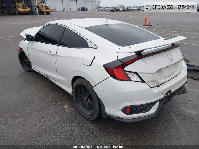 2017 Honda Civic Si VIN: 2HGFC3A5XHH754349 Lot: 40867538