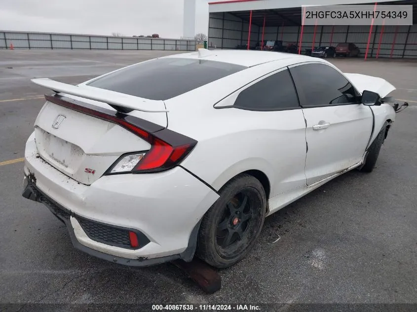 2017 Honda Civic Si VIN: 2HGFC3A5XHH754349 Lot: 40867538