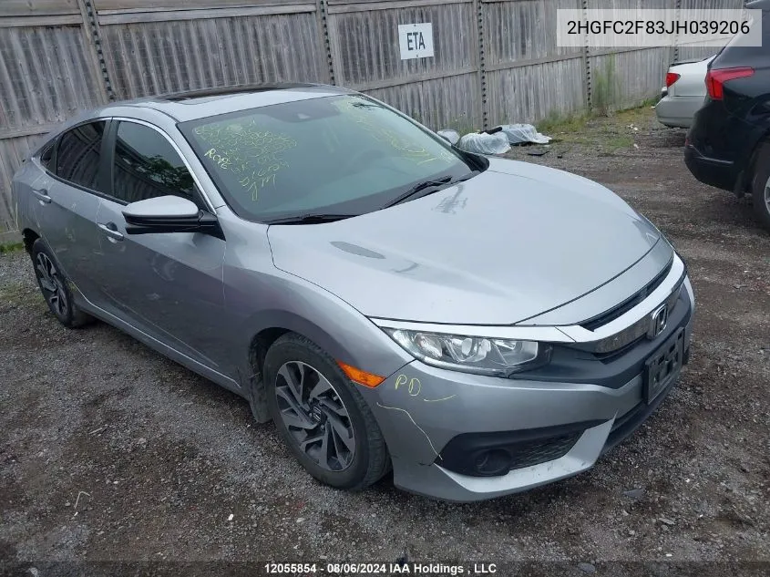 2018 Honda Civic Ex 4Dr VIN: 2HGFC2F83JH039206 Lot: 12055854