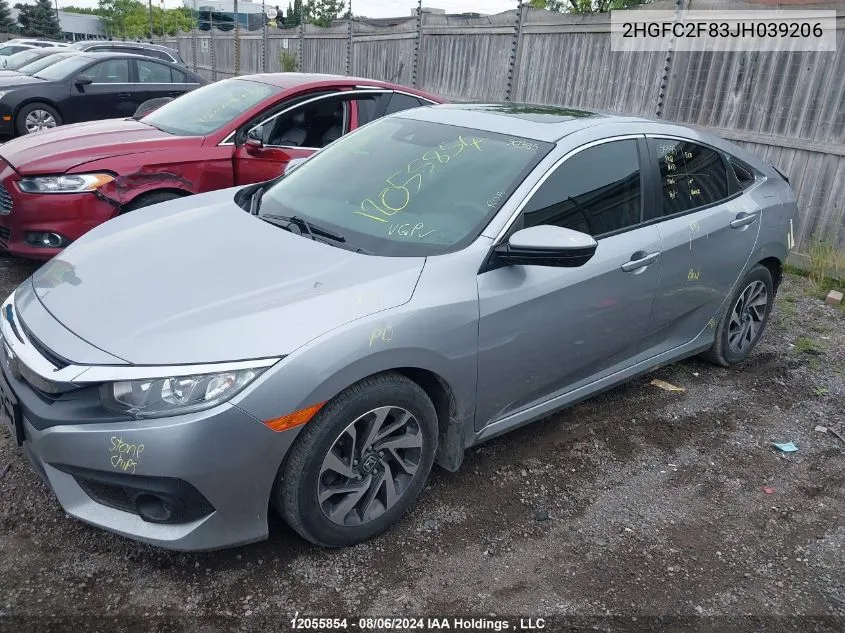 2018 Honda Civic Ex 4Dr VIN: 2HGFC2F83JH039206 Lot: 12055854