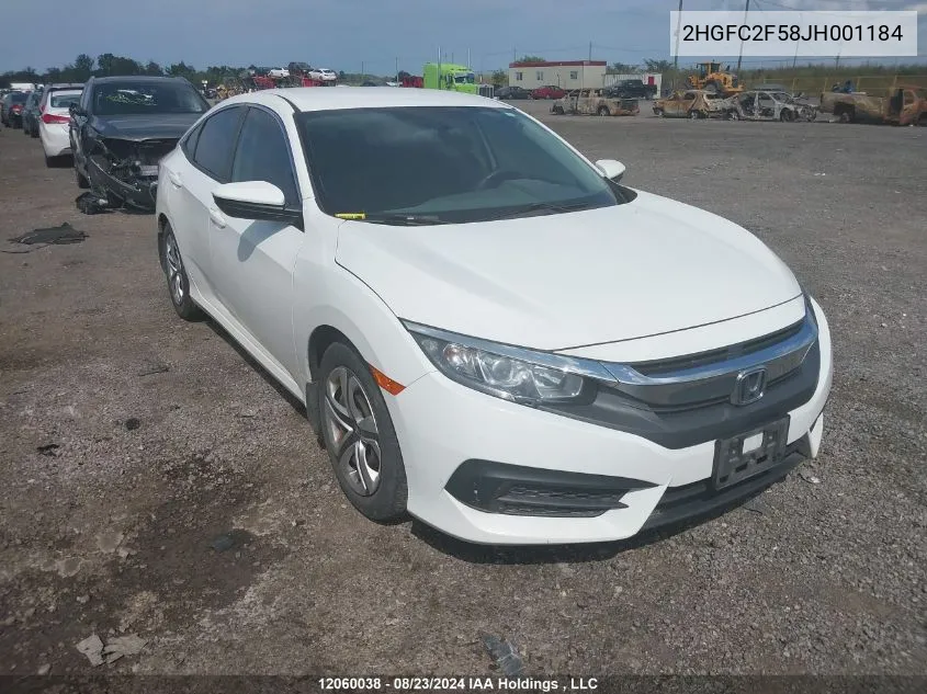 2018 Honda Civic Lx VIN: 2HGFC2F58JH001184 Lot: 12060038