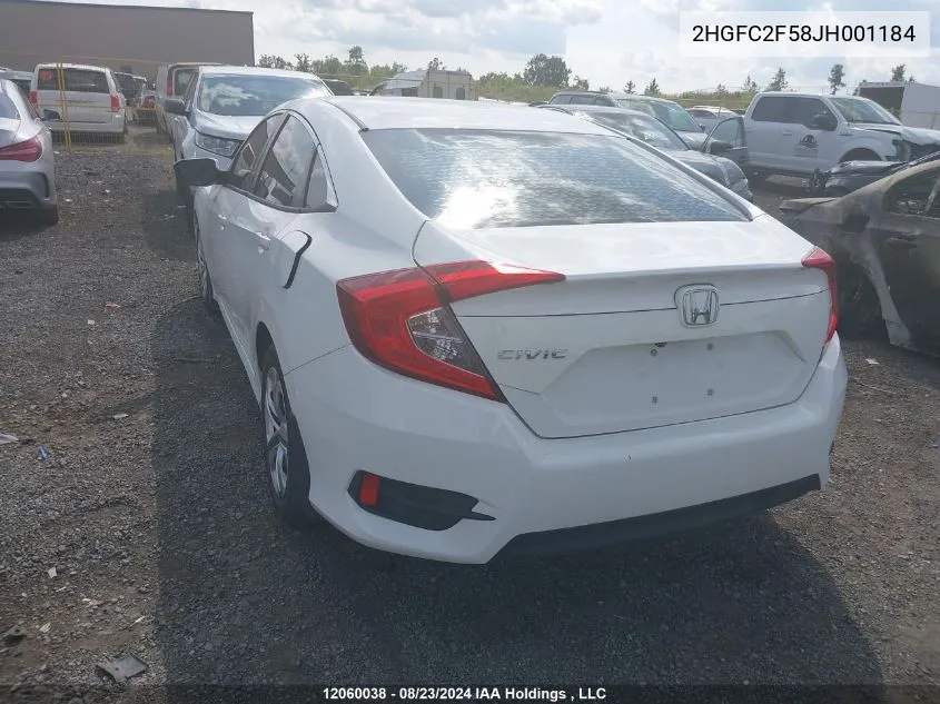 2018 Honda Civic Lx VIN: 2HGFC2F58JH001184 Lot: 12060038