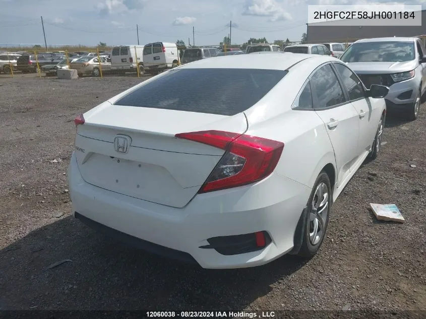 2018 Honda Civic Lx VIN: 2HGFC2F58JH001184 Lot: 12060038