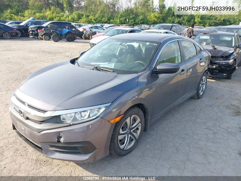 2018 Honda Civic Lx VIN: 2HGFC2F59JH033996 Lot: 12060795