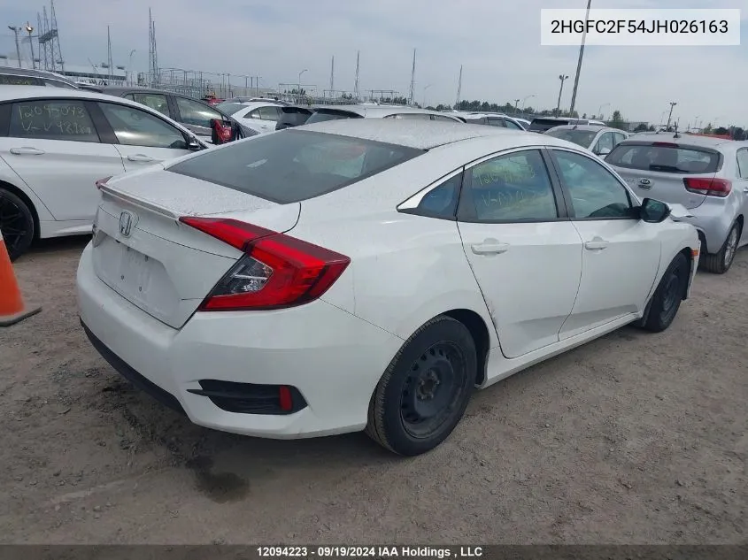 2018 Honda Civic Lx VIN: 2HGFC2F54JH026163 Lot: 12094223