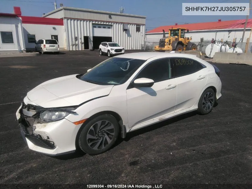 2018 Honda Civic Hatchback VIN: SHHFK7H27JU305757 Lot: 12099304