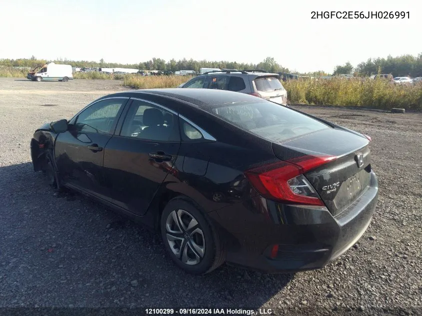 2018 Honda Civic Lx VIN: 2HGFC2E56JH026991 Lot: 12100299