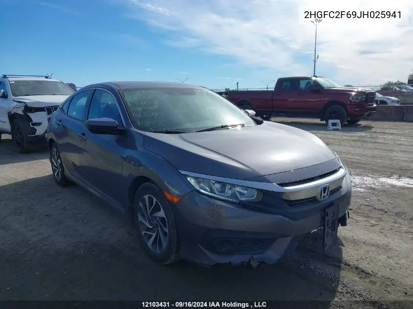 2018 Honda Civic Lx VIN: 2HGFC2F69JH025941 Lot: 12103431