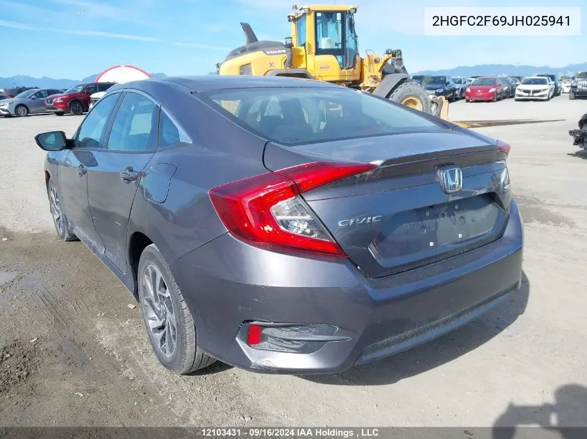 2018 Honda Civic Lx VIN: 2HGFC2F69JH025941 Lot: 12103431