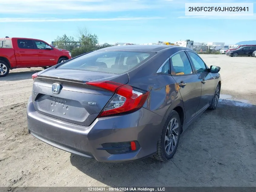 2HGFC2F69JH025941 2018 Honda Civic Lx