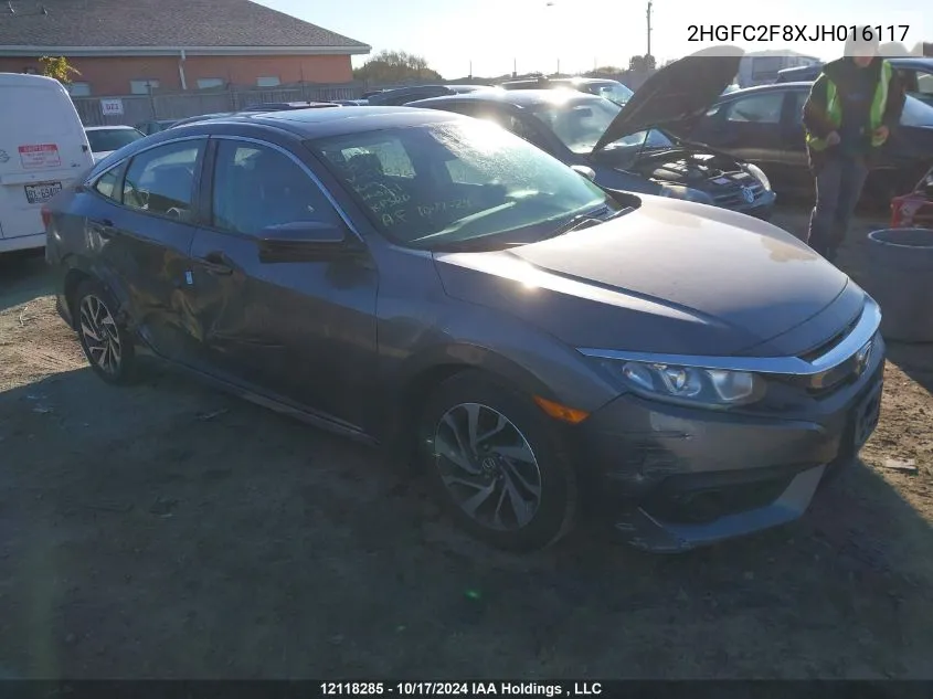 2018 Honda Civic Ex 4Dr VIN: 2HGFC2F8XJH016117 Lot: 12118285