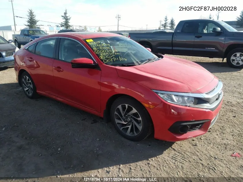 2HGFC2F87JH002028 2018 Honda Civic Sedan