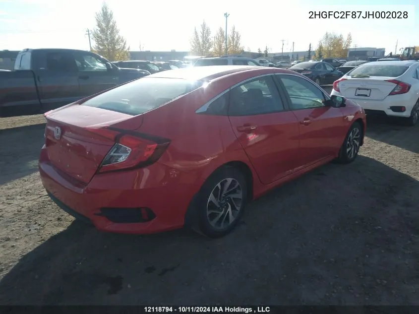 2018 Honda Civic Sedan VIN: 2HGFC2F87JH002028 Lot: 12118794