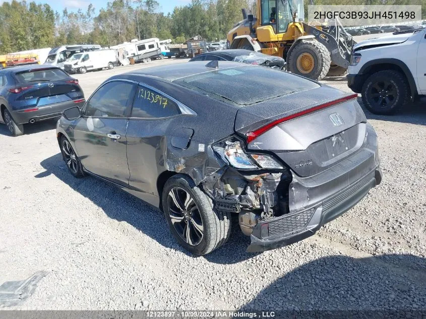 2018 Honda Civic VIN: 2HGFC3B93JH451498 Lot: 12123897