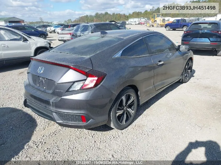 2018 Honda Civic VIN: 2HGFC3B93JH451498 Lot: 12123897