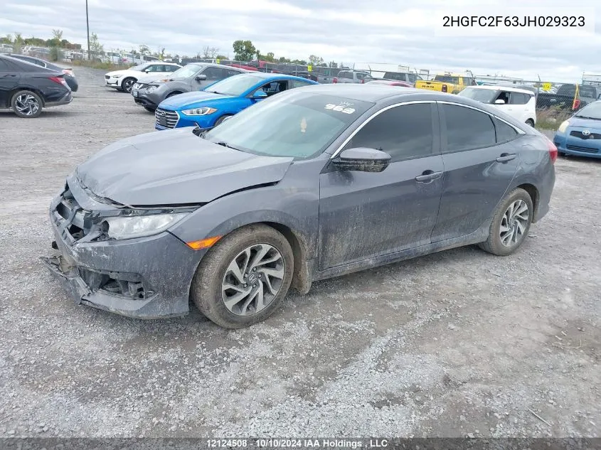 2018 Honda Civic Lx VIN: 2HGFC2F63JH029323 Lot: 12124508