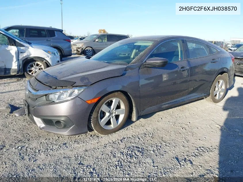 2018 Honda Civic Sedan VIN: 2HGFC2F6XJH038570 Lot: 12137476