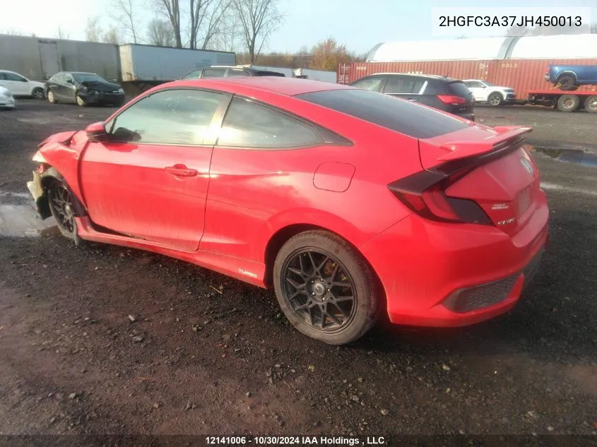 2018 Honda Civic VIN: 2HGFC3A37JH450013 Lot: 12141006