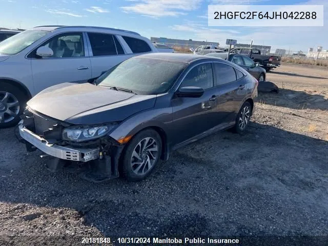 2018 Honda Civic Lx VIN: 2HGFC2F64JH042288 Lot: 20181848