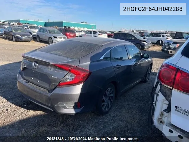 2018 Honda Civic Lx VIN: 2HGFC2F64JH042288 Lot: 20181848