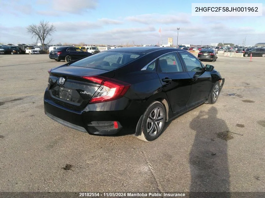 2018 Honda Civic Lx VIN: 2HGFC2F58JH001962 Lot: 20182554