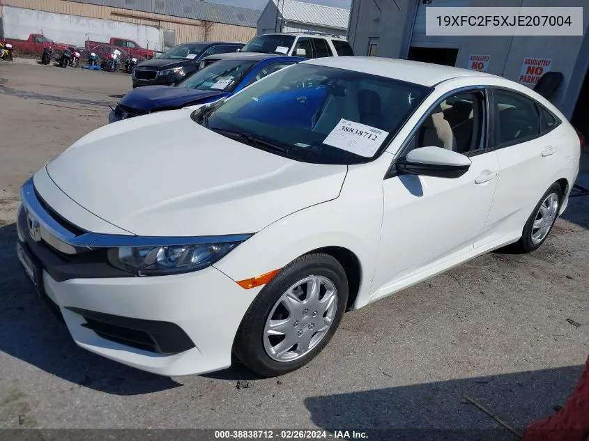 2018 Honda Civic Lx VIN: 19XFC2F5XJE207004 Lot: 38838712